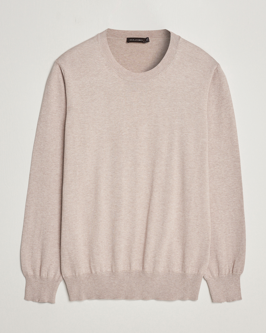 Herr | Tröjor | Oscar Jacobson | Valdemar Cotton Crew Neck Beige