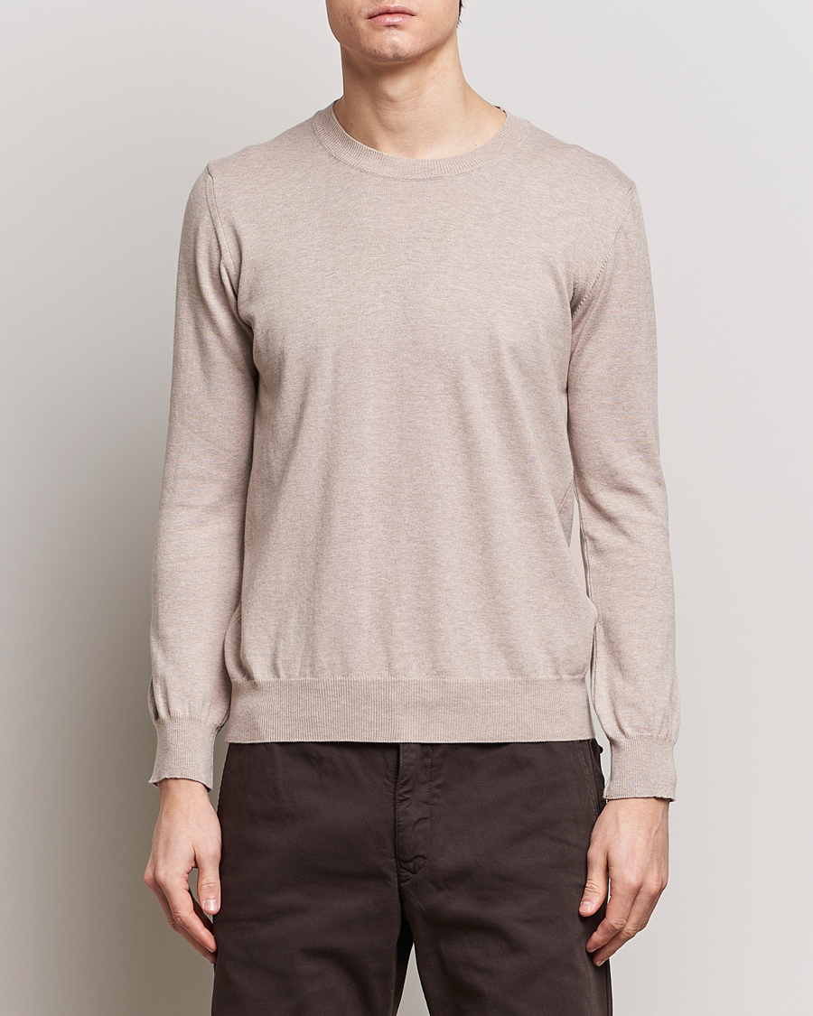 Herr | Business & Beyond | Oscar Jacobson | Valdemar Cotton Crew Neck Beige