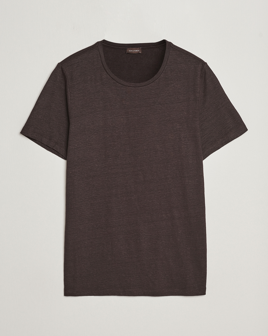 Herr | T-Shirts | Oscar Jacobson | Kyran Linen T-Shirt Brown