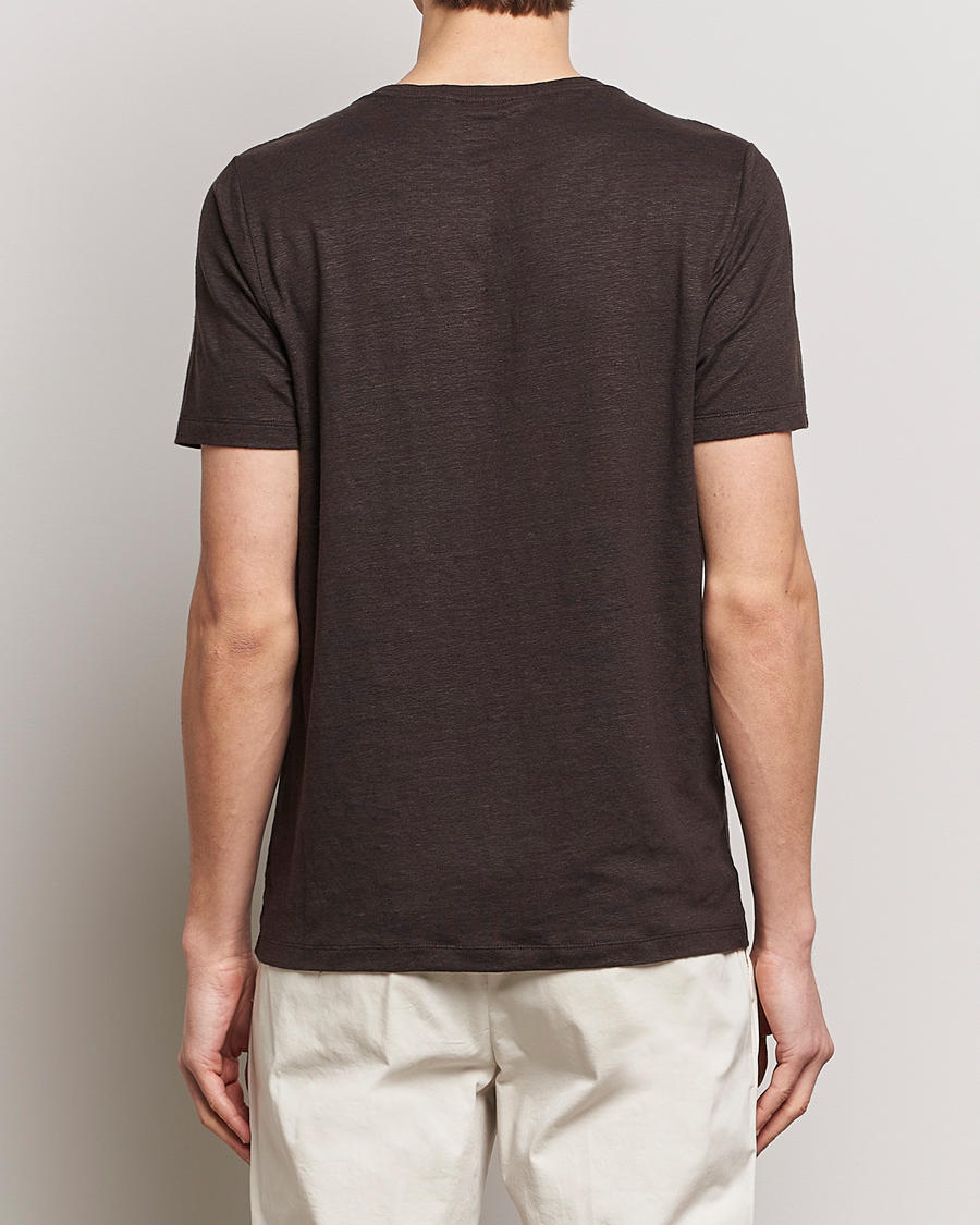 Herr | T-Shirts | Oscar Jacobson | Kyran Linen T-Shirt Brown