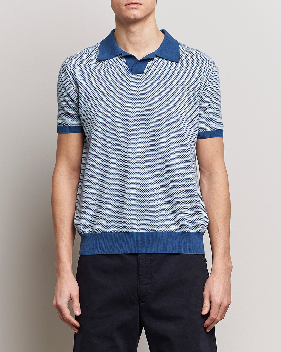 Herr | Pikéer | Oscar Jacobson | Dalius Structured Cotton Polo Blue