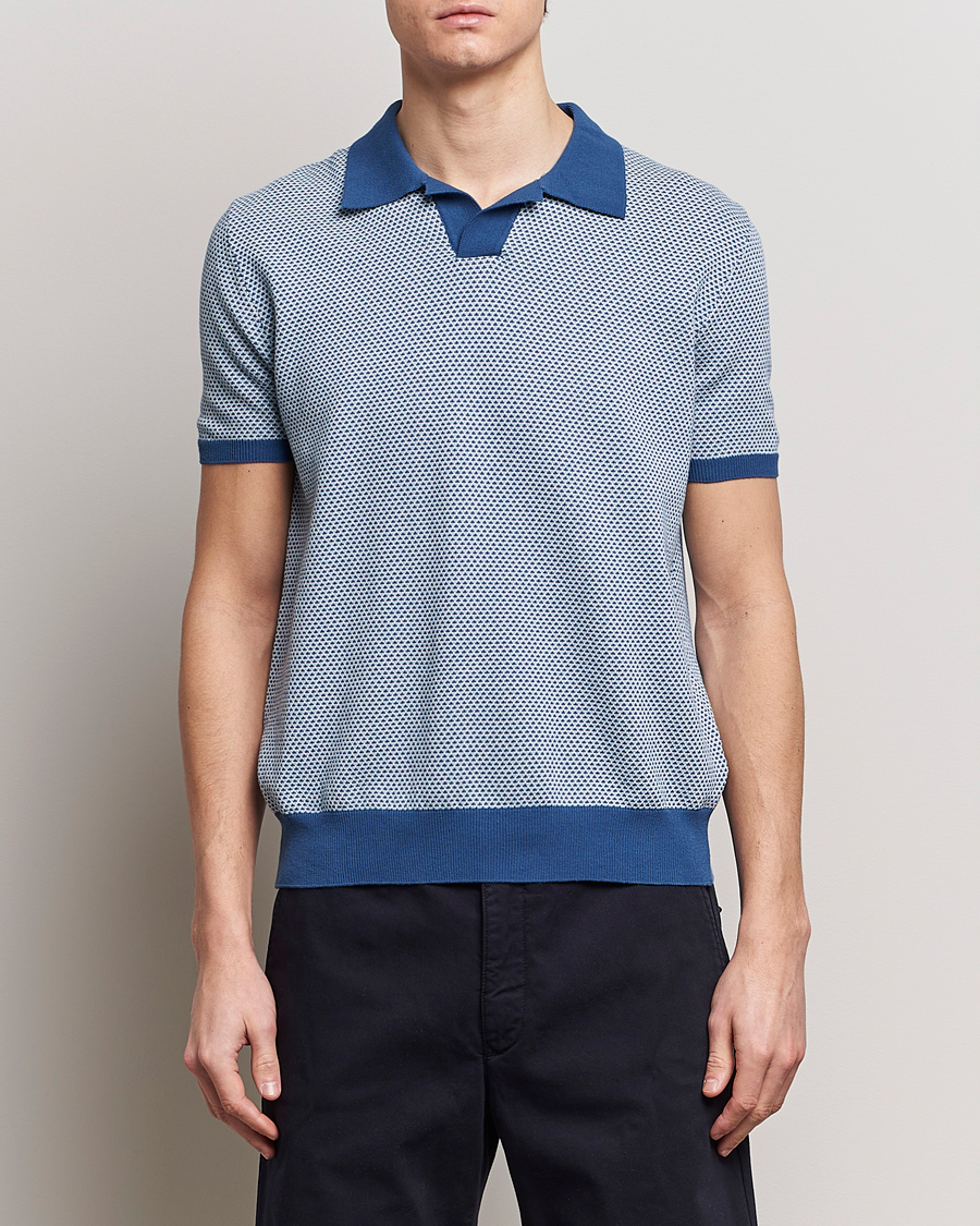 Herr | Business & Beyond | Oscar Jacobson | Dalius Structured Cotton Polo Blue