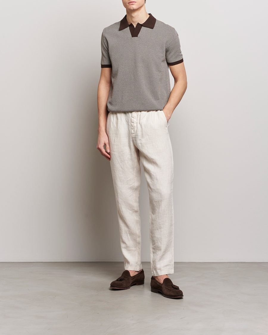 Herr | Pikéer | Oscar Jacobson | Dalius Structured Cotton Polo Brown