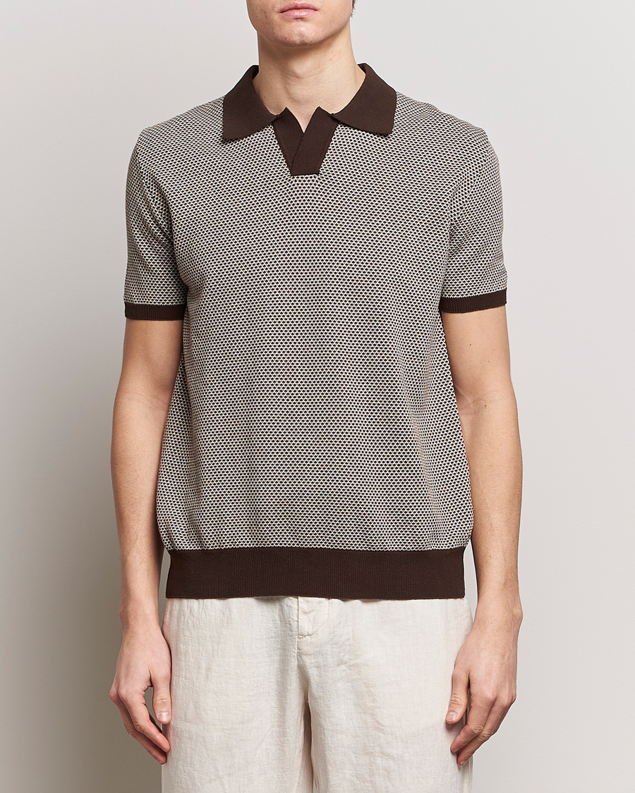 Herr | Business & Beyond | Oscar Jacobson | Dalius Structured Cotton Polo Brown