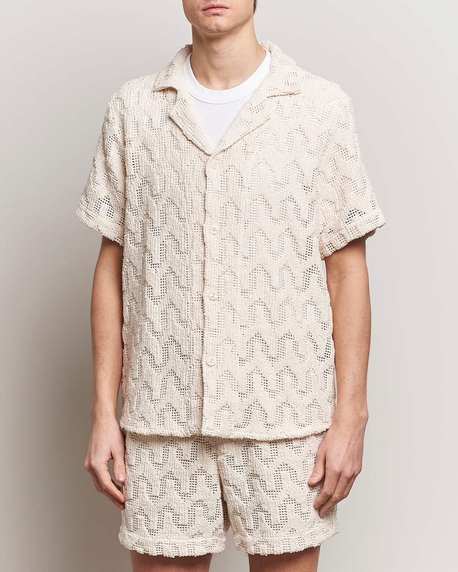 Herr | Kortärmade skjortor | OAS | Atlas Cuba Crochet Shirt Off White