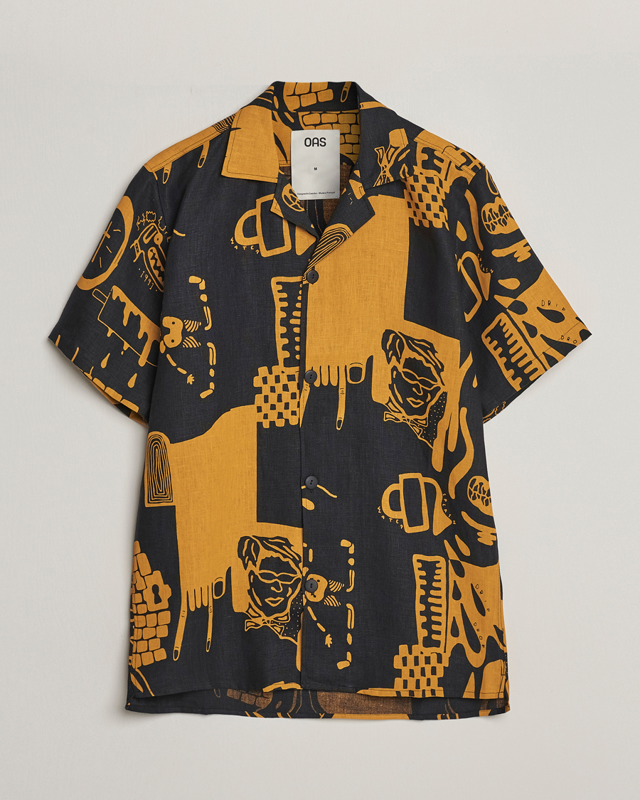 Herr | Skjortor | OAS | Short Sleeve Cuba Linen Shirt Krispy Night