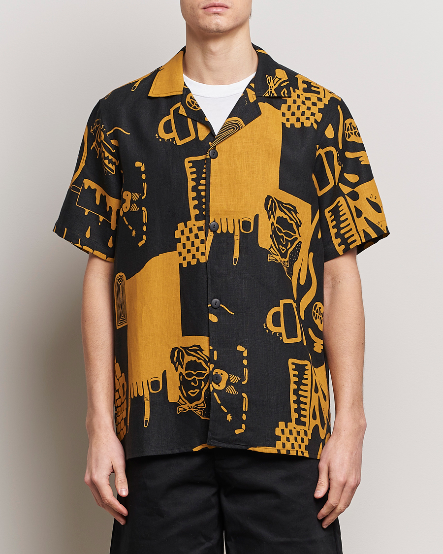 Herr | Kortärmade skjortor | OAS | Short Sleeve Cuba Linen Shirt Krispy Night