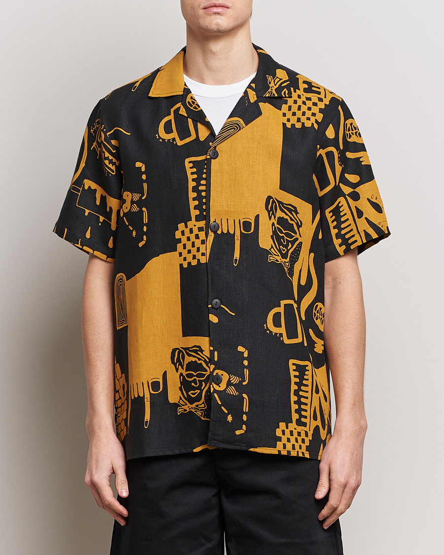 Herre |  | OAS | Short Sleeve Cuba Linen Shirt Krispy Night