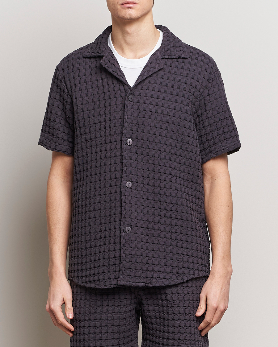 Herr | Kortärmade skjortor | OAS | Cuba Waffle Shirt Nearly Black