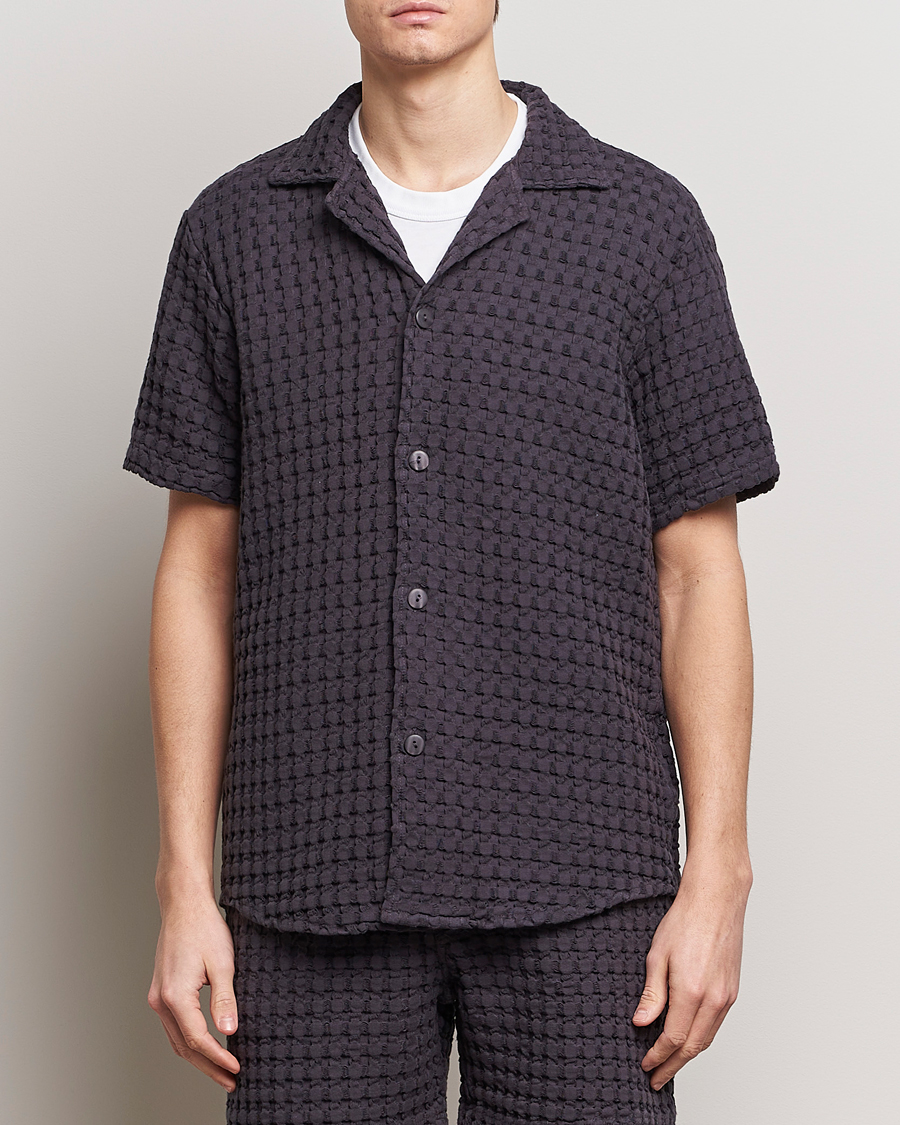 Herr | Skjortor | OAS | Cuba Waffle Shirt Nearly Black