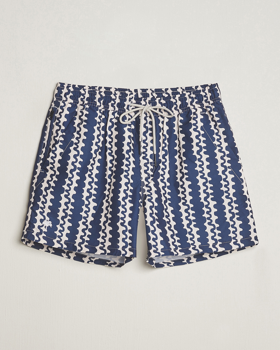 Herr | Badbyxor | OAS | Printed Swimshorts Blue Scribble