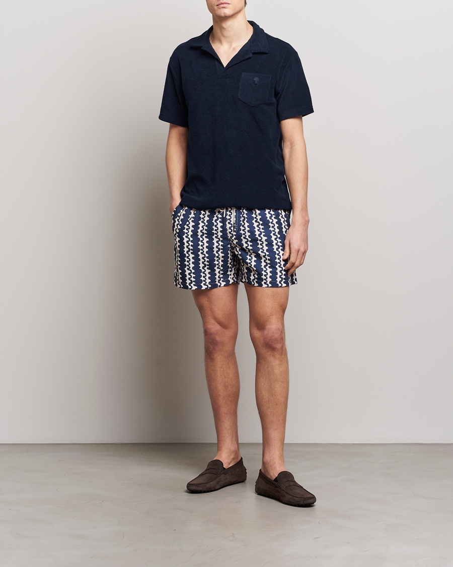 Herr | Badbyxor | OAS | Printed Swimshorts Blue Scribble