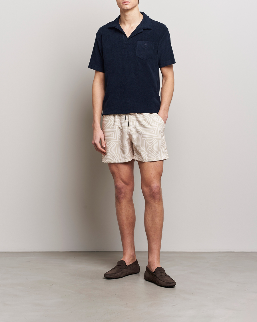Herr | Badbyxor | OAS | Printed Swimshorts Cream Gondola