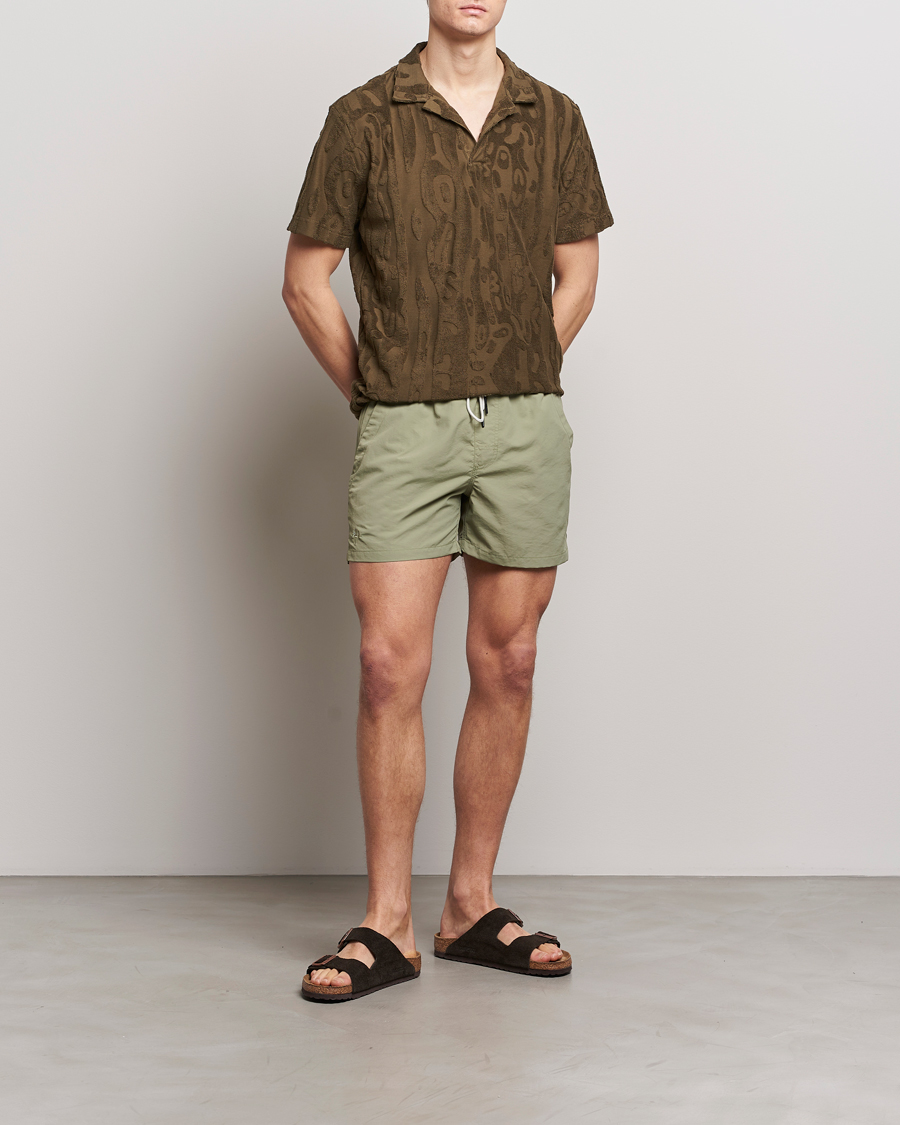 Herr | Badbyxor | OAS | Plain Swimshorts Green