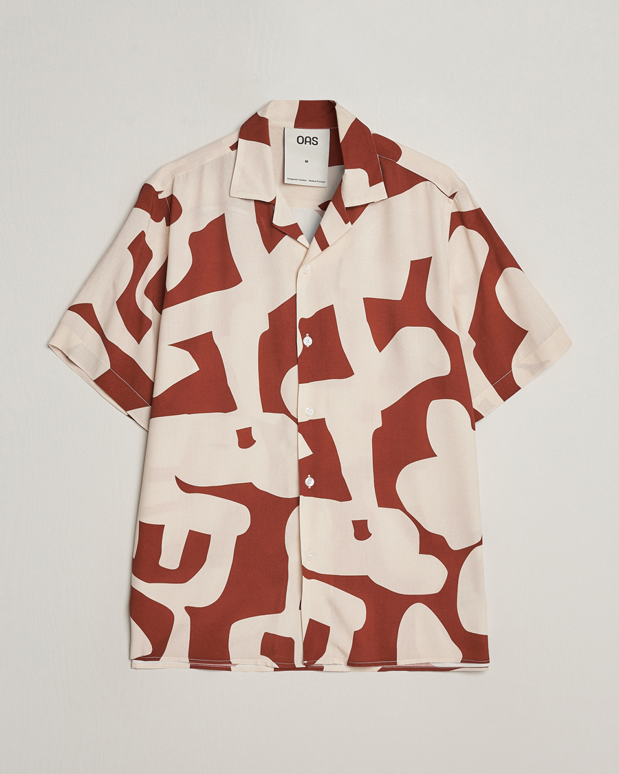 Herr | Skjortor | OAS | Viscose Resort Short Sleeve Shirt Russet Puzzlotec