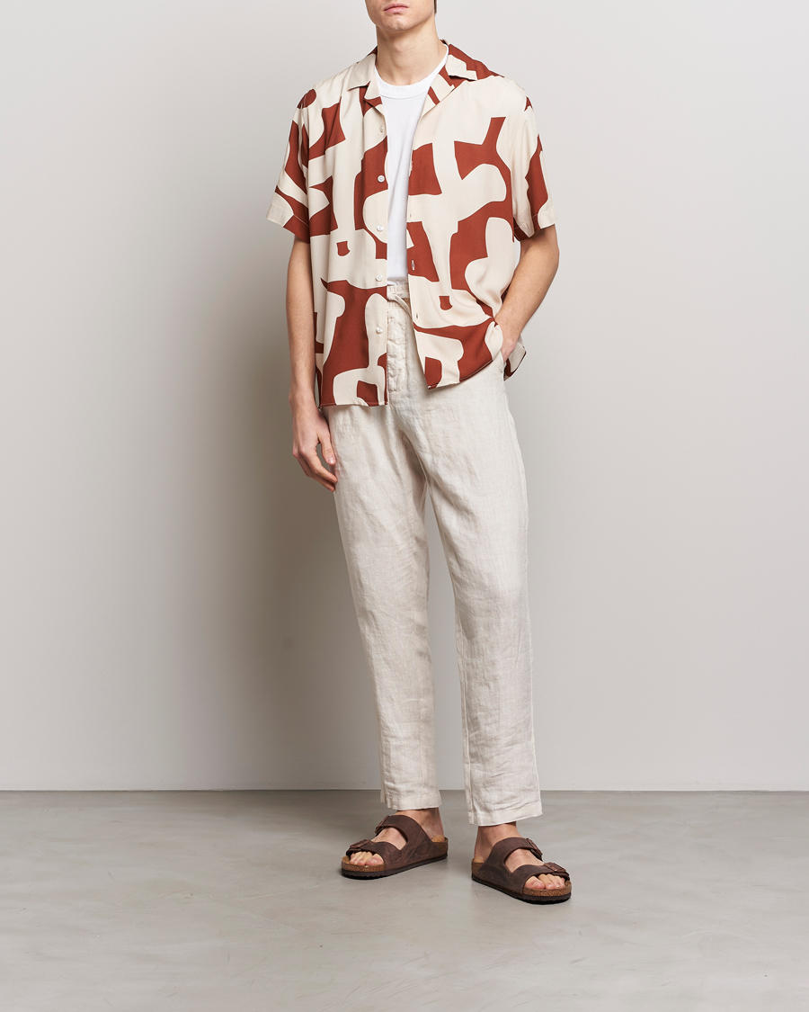 Herr | Skjortor | OAS | Viscose Resort Short Sleeve Shirt Russet Puzzlotec
