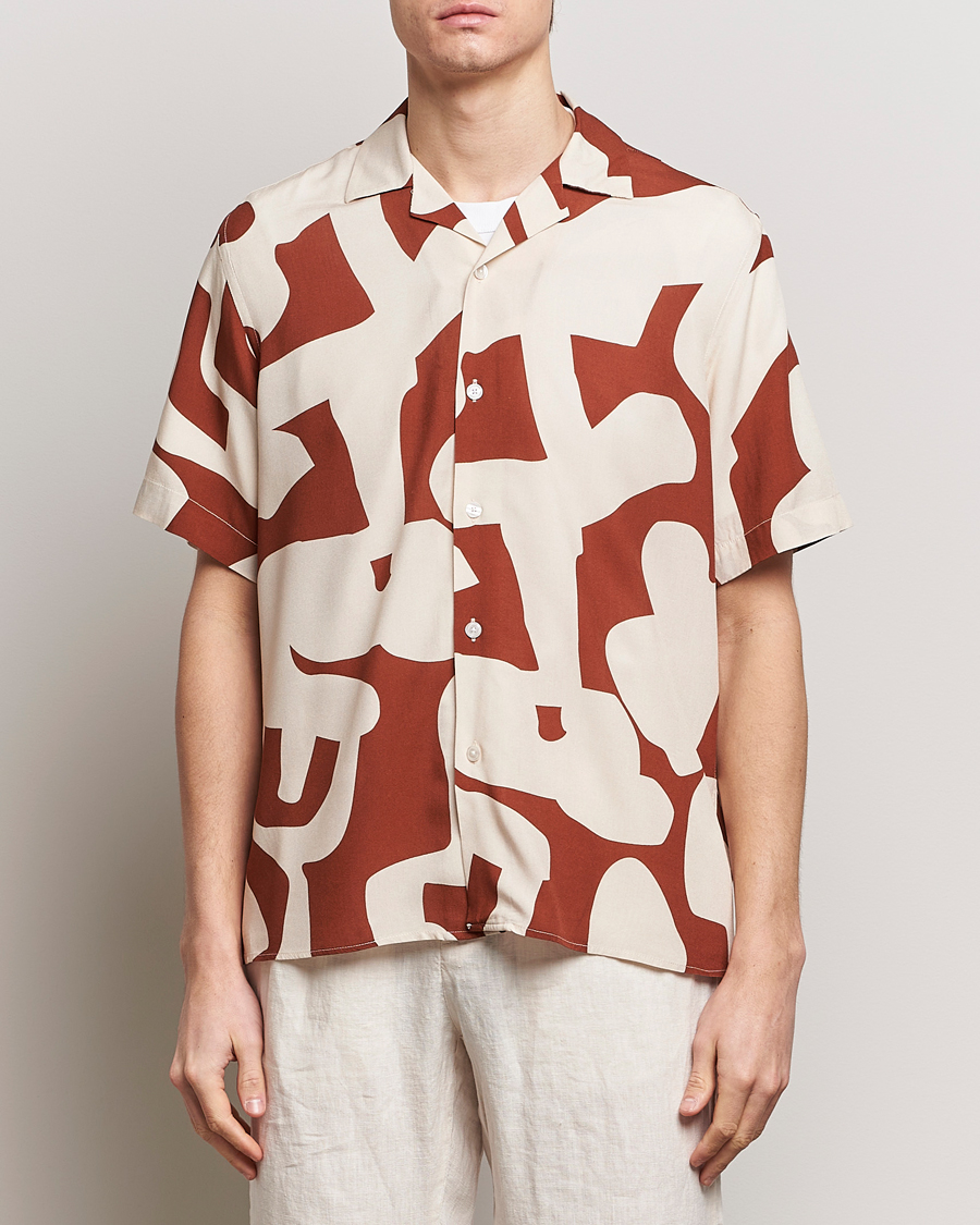 Herr |  | OAS | Viscose Resort Short Sleeve Shirt Russet Puzzlotec