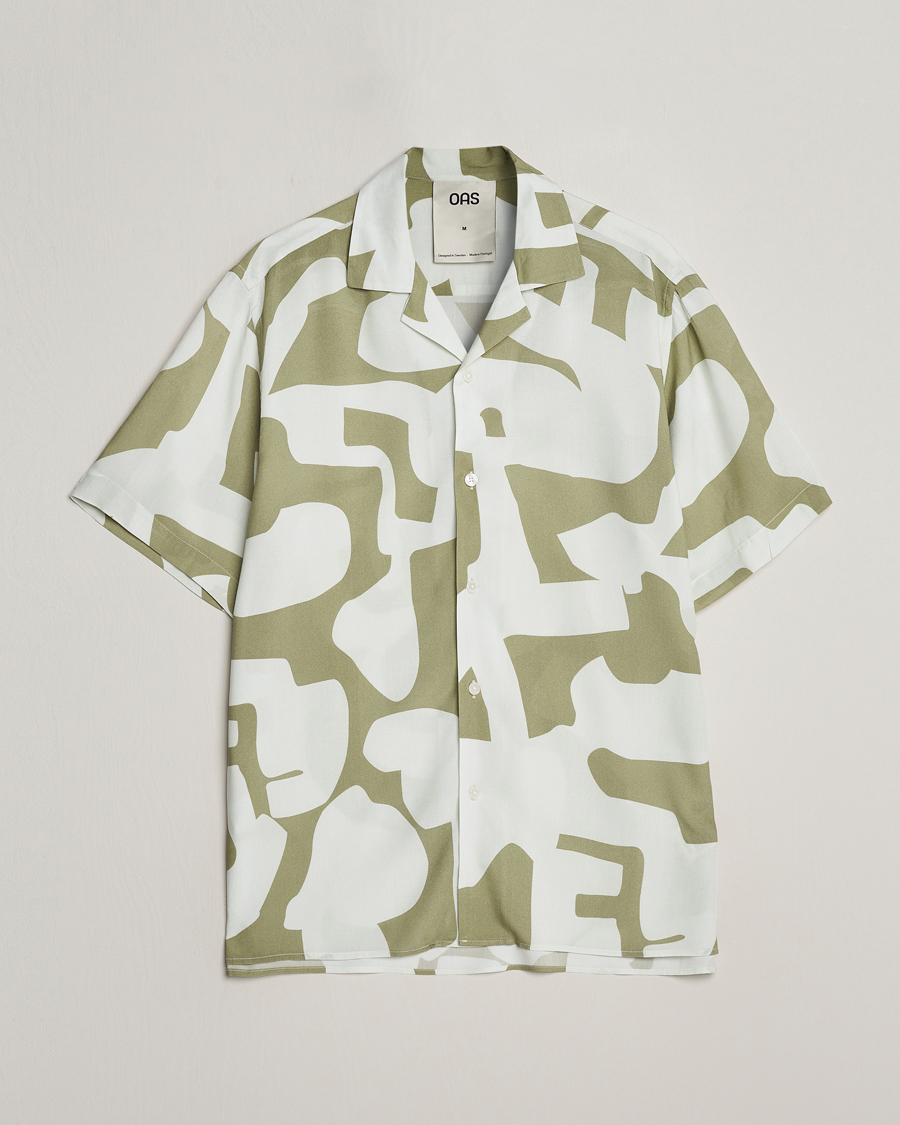 Herr | Skjortor | OAS | Viscose Resort Short Sleeve Shirt Sage Puzzlotec