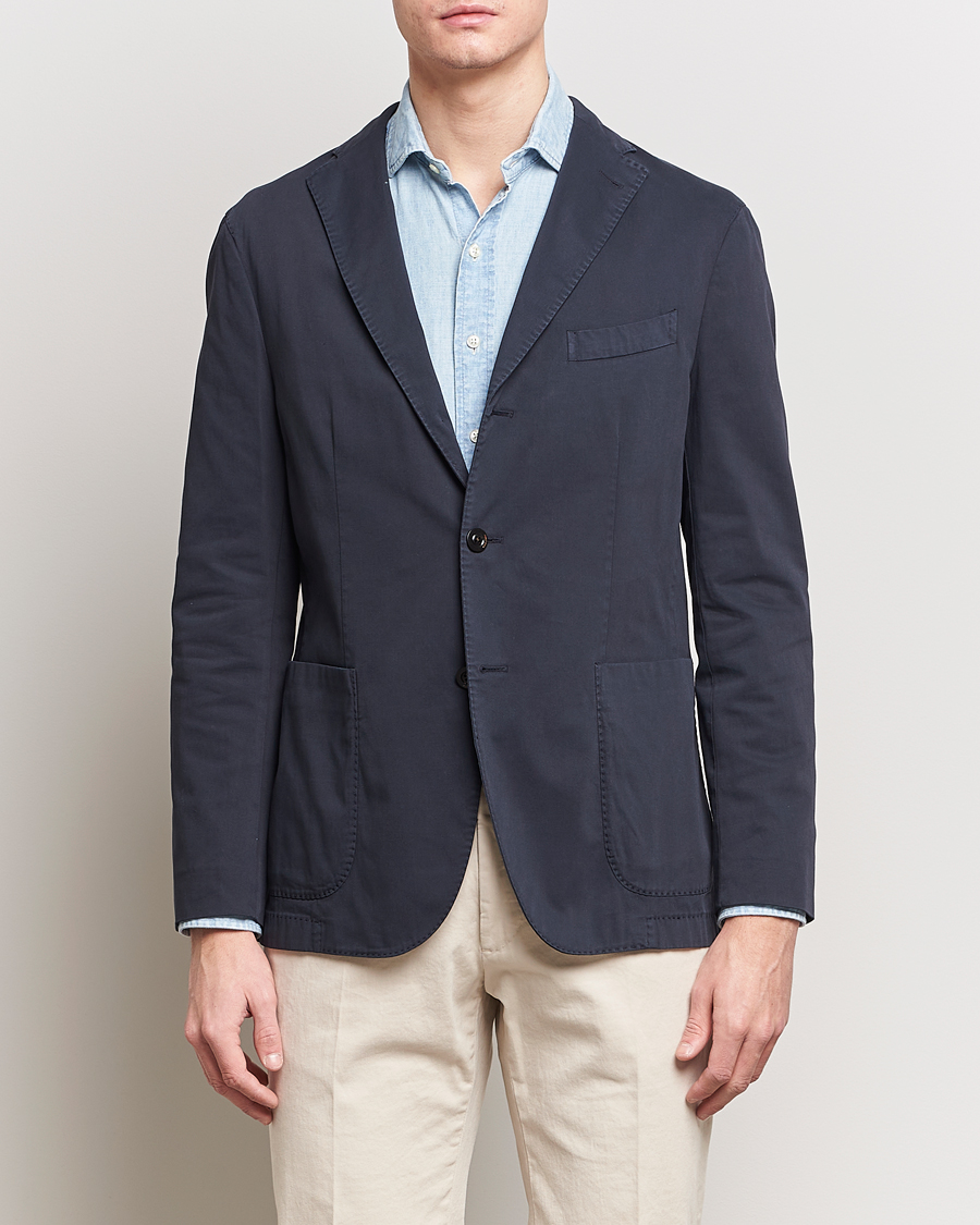 Herr | Bomullskavajer | Boglioli | K Jacket Cotton Stretch Blazer Navy