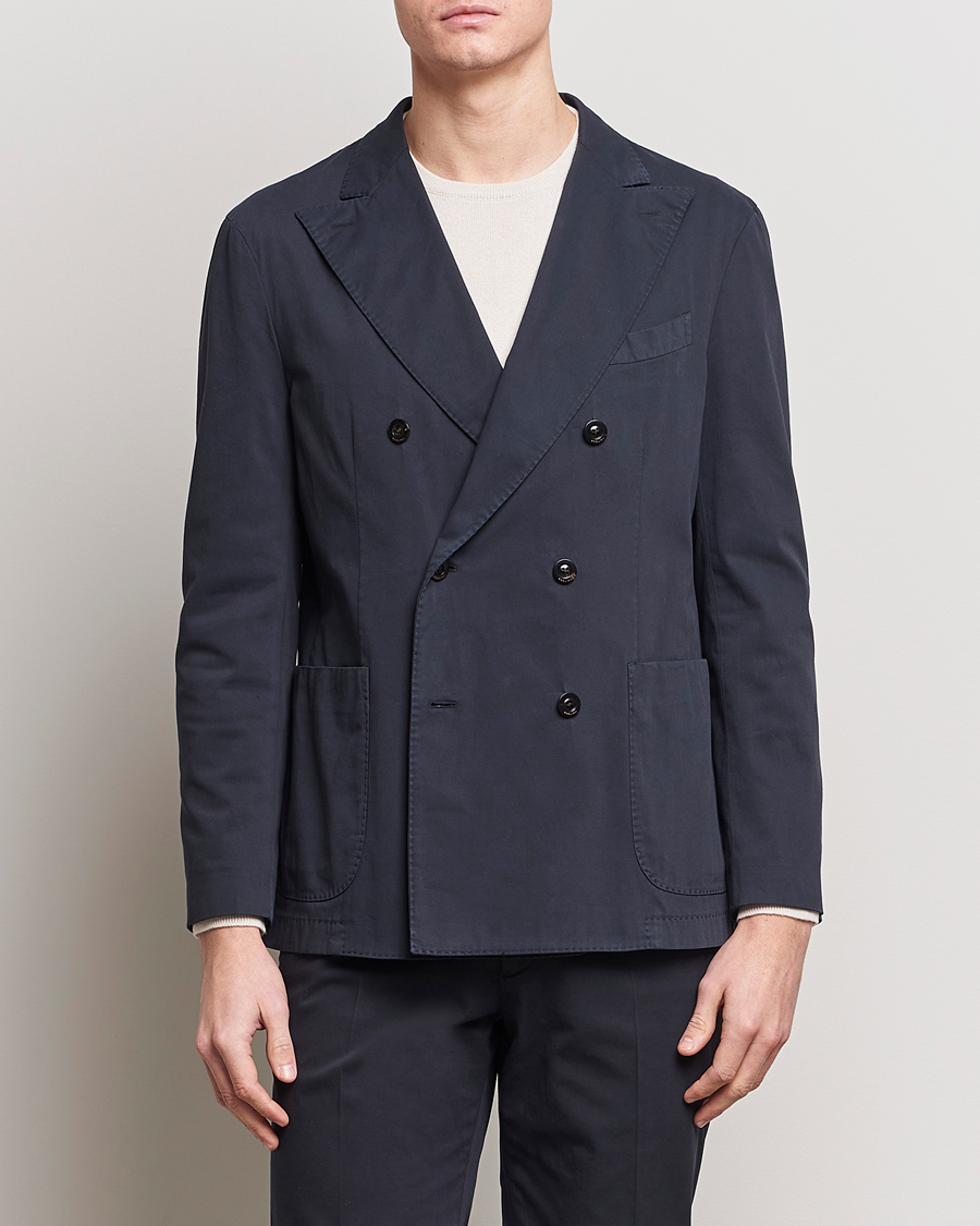 Herr | Bomullskavajer | Boglioli | K Jacket Double Breasted Cotton Blazer Navy