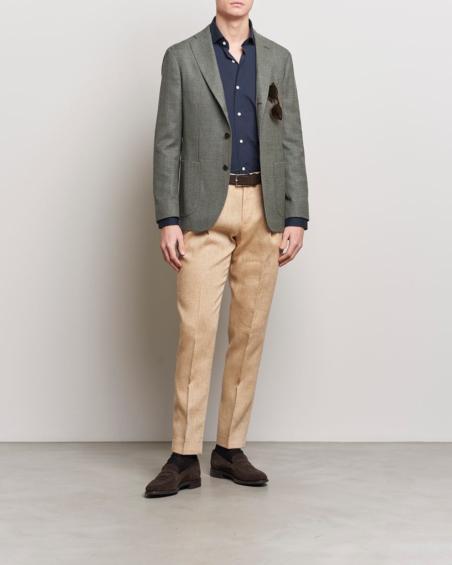 Herr | Kavajer | Boglioli | K Jacket Wool Hopsack Blazer Sage Green