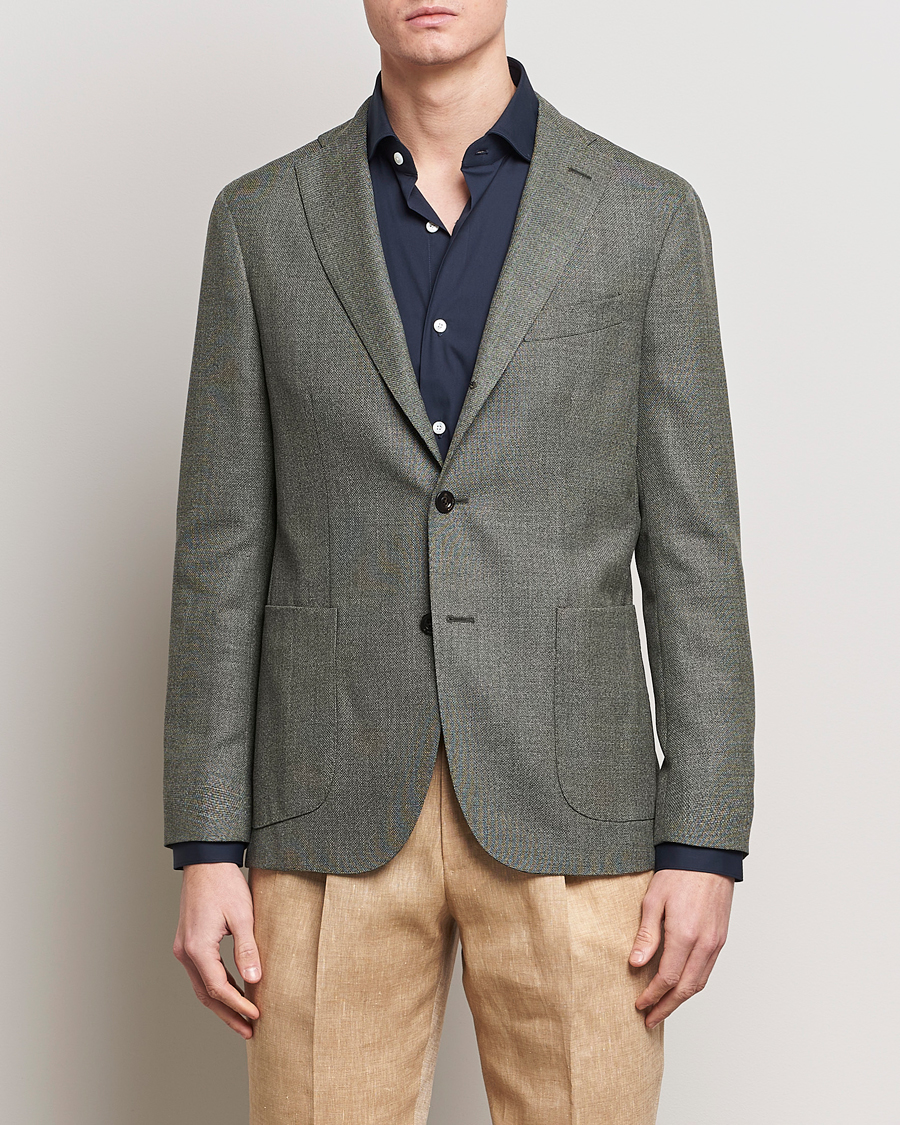 Herr | Italian Department | Boglioli | K Jacket Wool Hopsack Blazer Sage Green