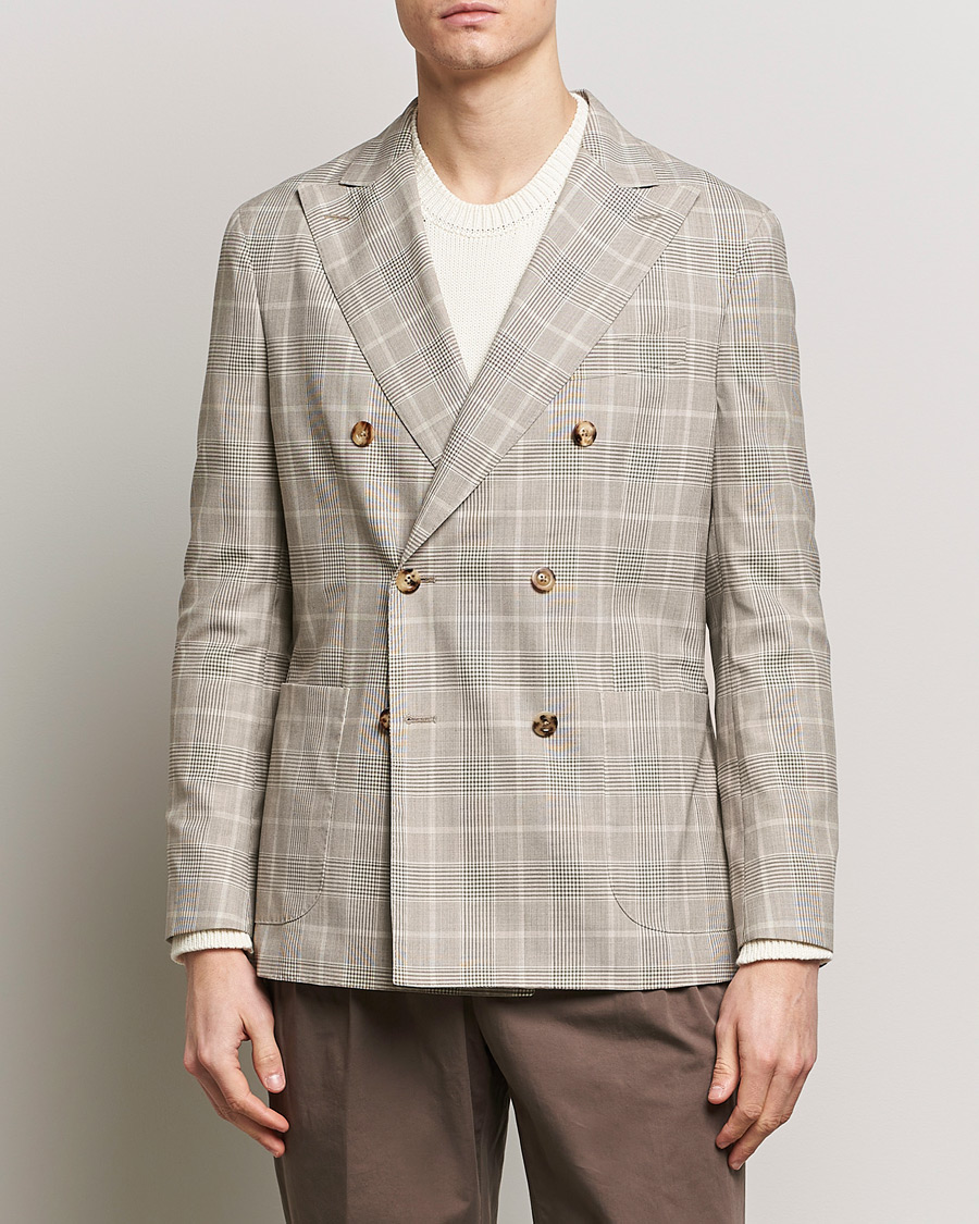 Herr | Ullkavajer | Boglioli | K Jacket Prince Of Wales Blazer Light Beige