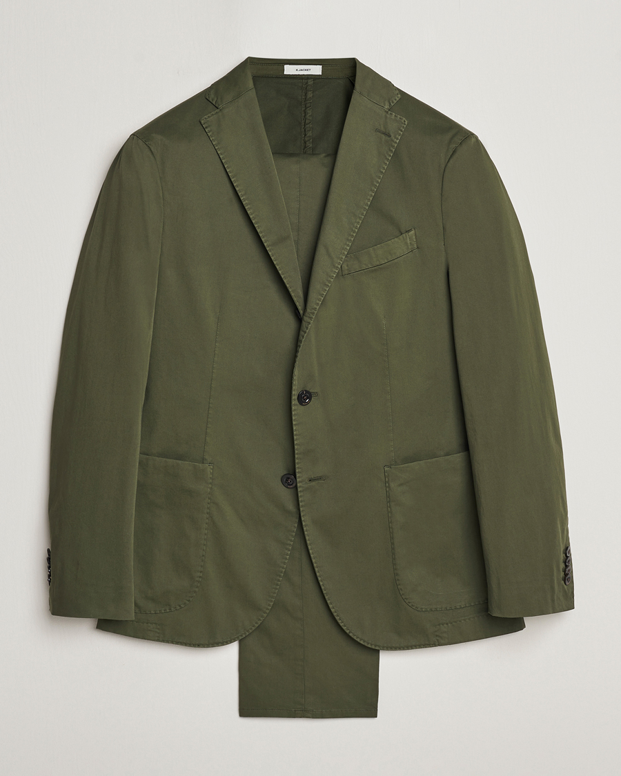 Herr | Kostymer | Boglioli | K Jacket Cotton Satin Suit Forest Green