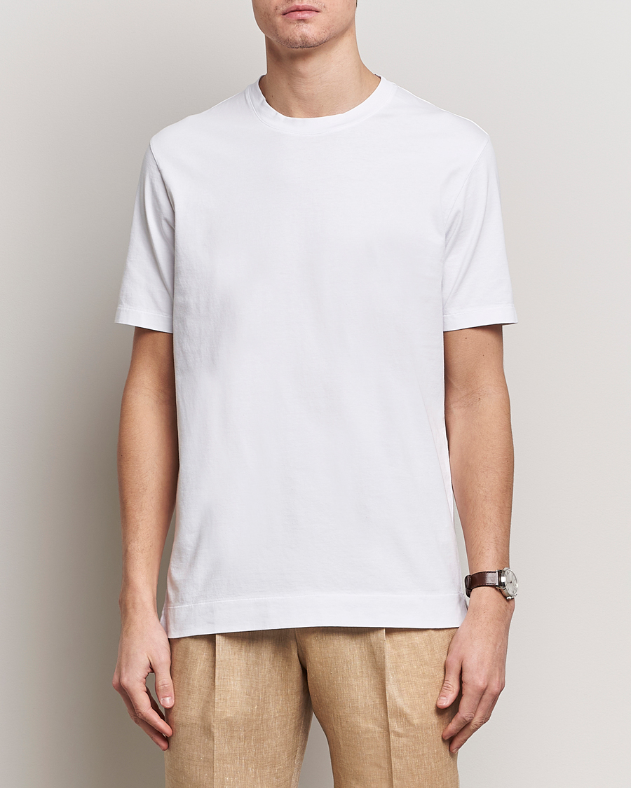 Herr | Kortärmade t-shirts | Boglioli | Garment Dyed T-Shirt White