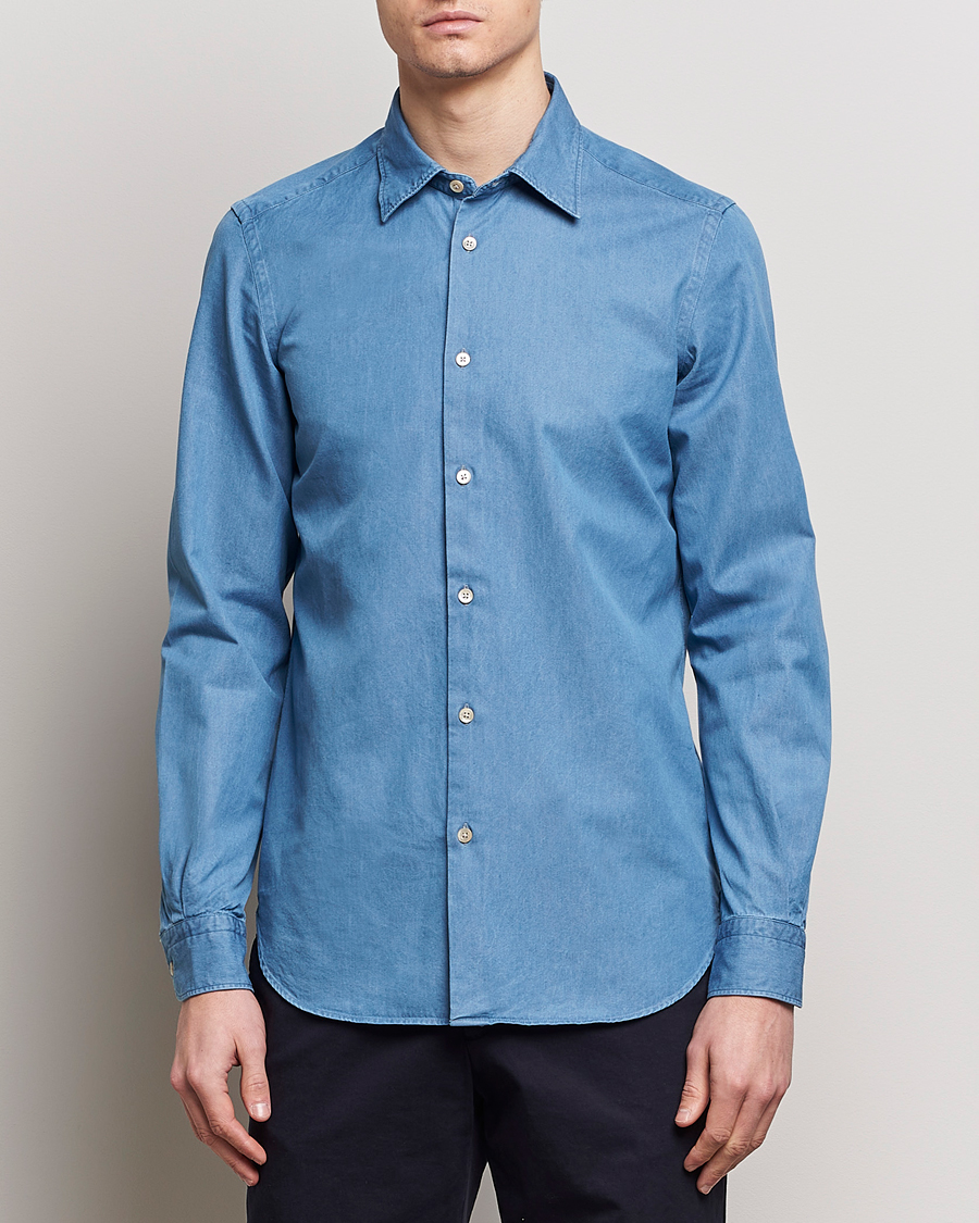 Herr | Kläder | Boglioli | Slim Fit Denim Shirt Light Indigo