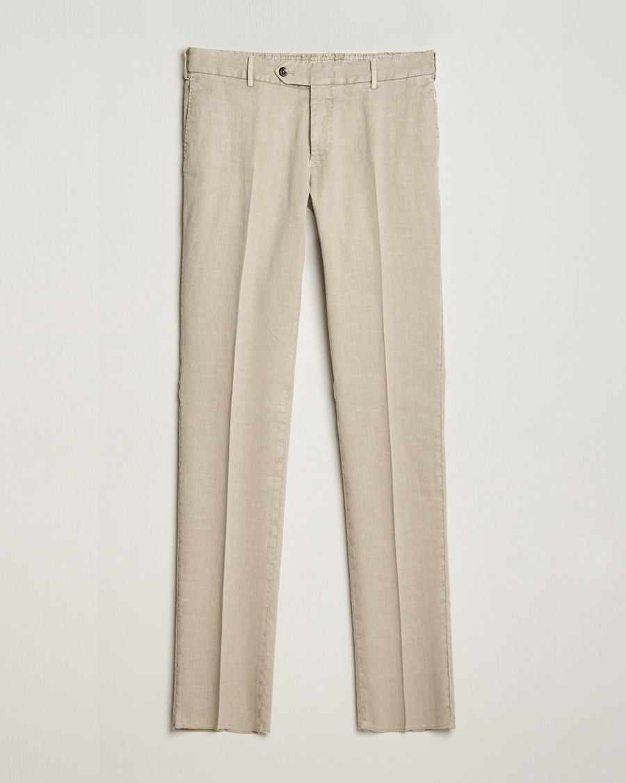 Herr | Byxor | PT01 | Slim Fit Linen Drawstring Pants Light Beige