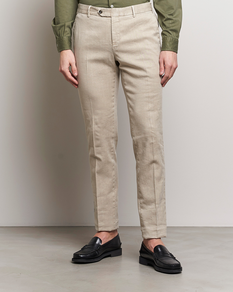 Herr | Kläder | PT01 | Slim Fit Linen Drawstring Pants Light Beige