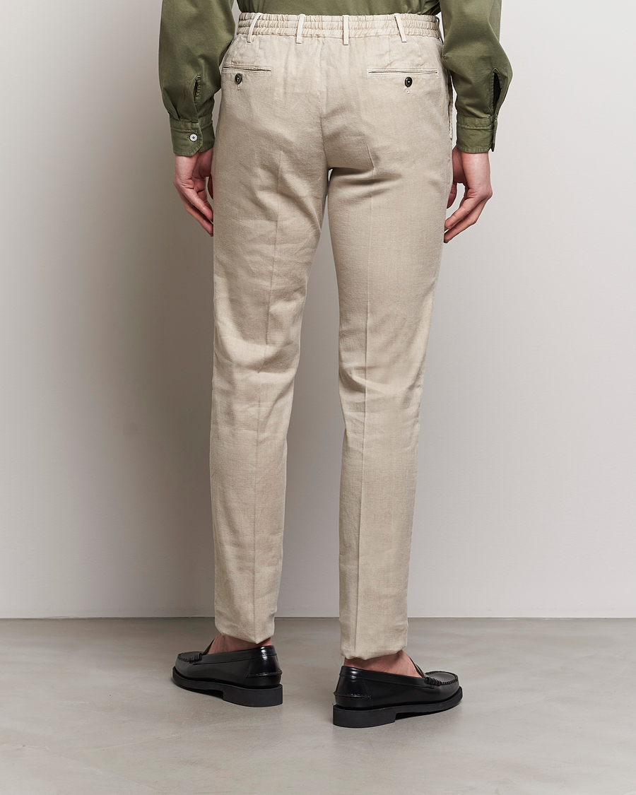 Herr | Byxor | PT01 | Slim Fit Linen Drawstring Pants Light Beige