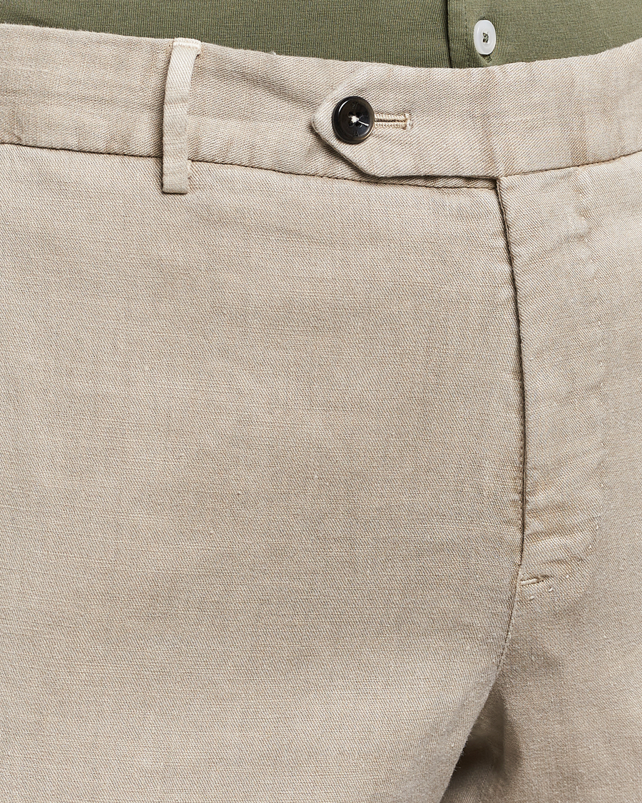 Herr | Byxor | PT01 | Slim Fit Linen Drawstring Pants Light Beige