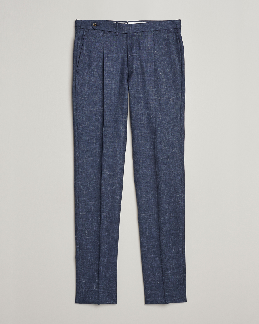 Herr | Byxor | PT01 | Gentleman Fit Wool/Silk Trousers Navy