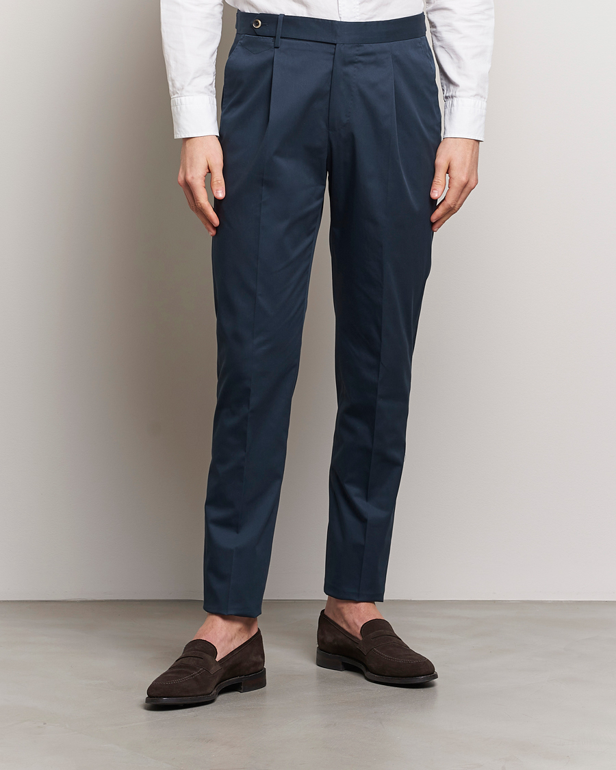 Herr | Kläder | PT01 | Gentleman Fit Cotton/Stretch Chinos Navy