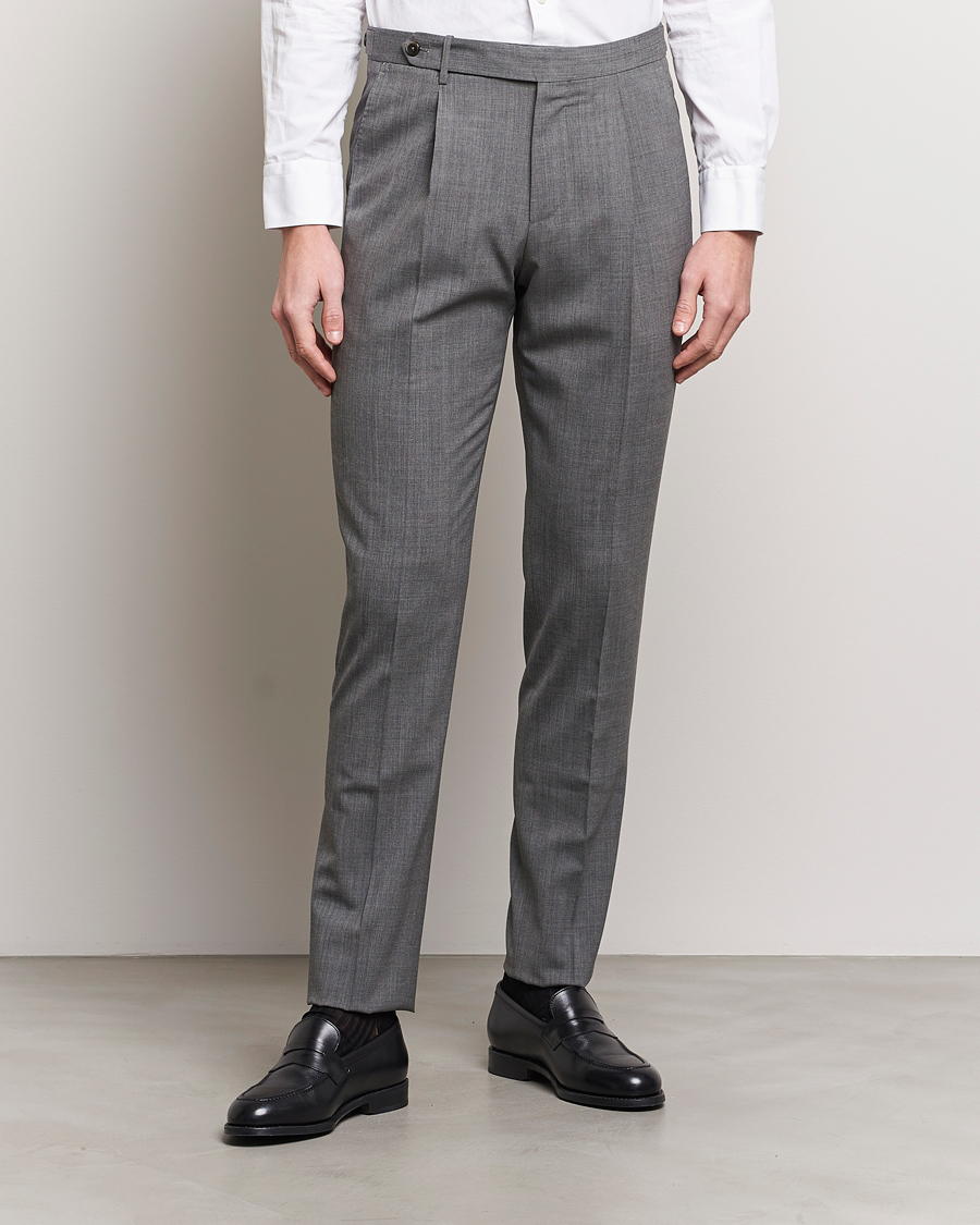 Herr | Italian Department | PT01 | Gentleman Fit Wool Stretch Trousers Medium Grey