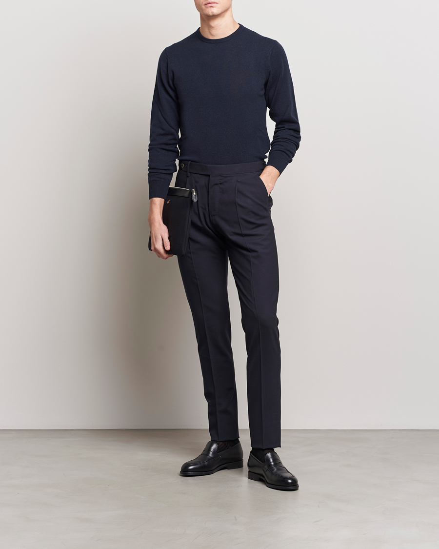 Herr | Byxor | PT01 | Gentleman Fit Wool Stretch Trousers Navy