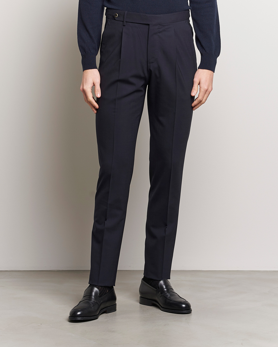 Herr | Kostymbyxor | PT01 | Gentleman Fit Wool Stretch Trousers Navy