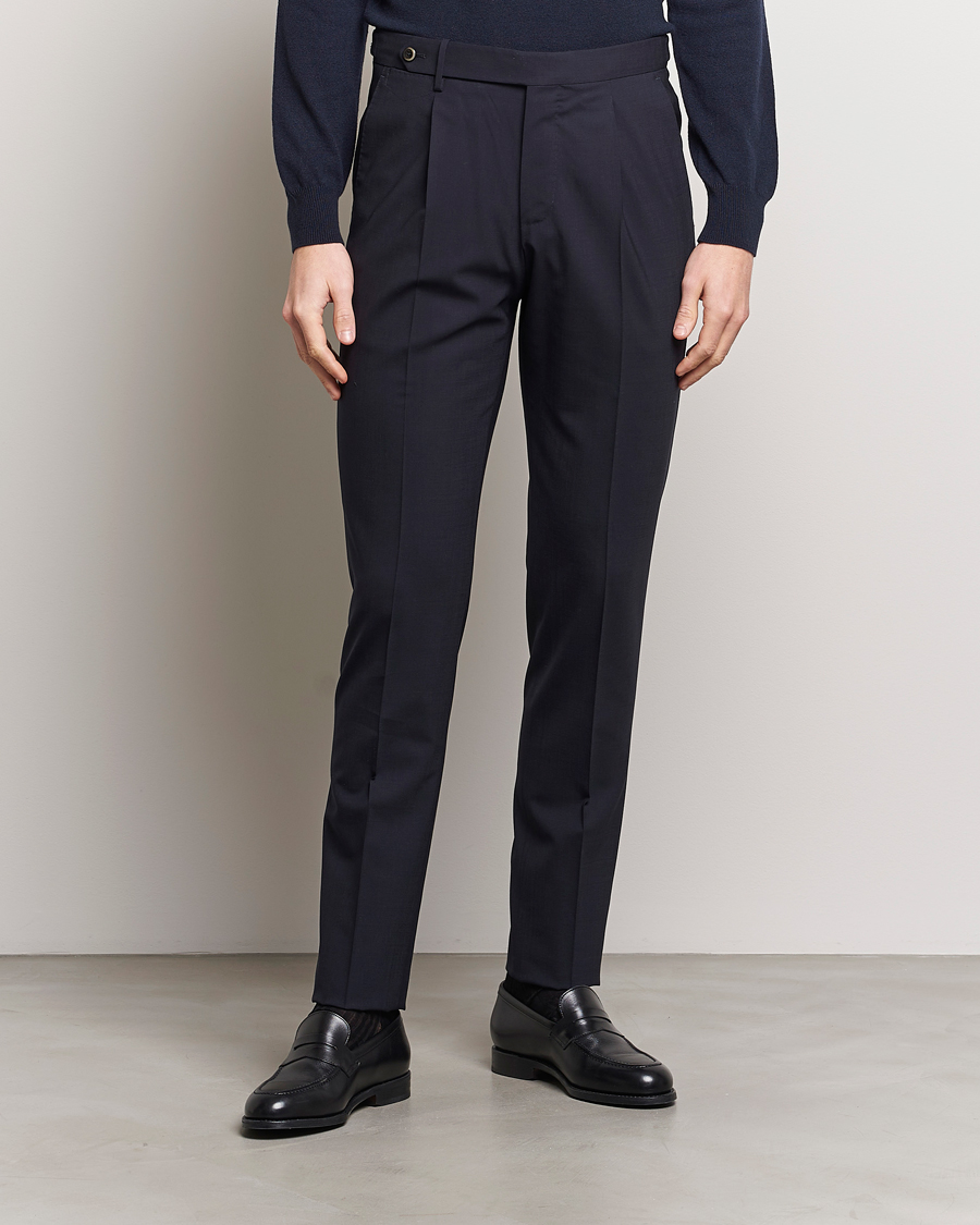 Herr | Byxor | PT01 | Gentleman Fit Wool Stretch Trousers Navy