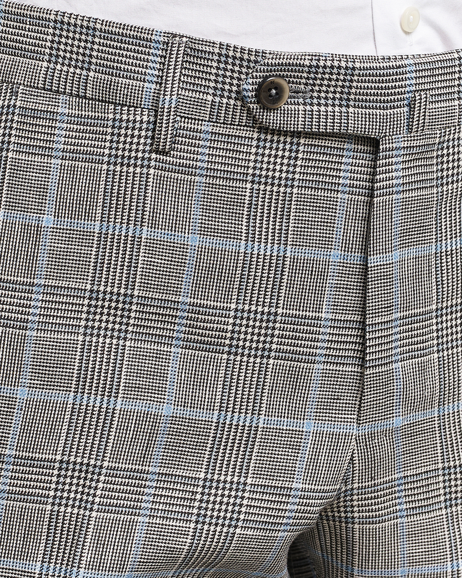 Herr | Byxor | PT01 | Slim Fit Glencheck Trousers Grey/Blue