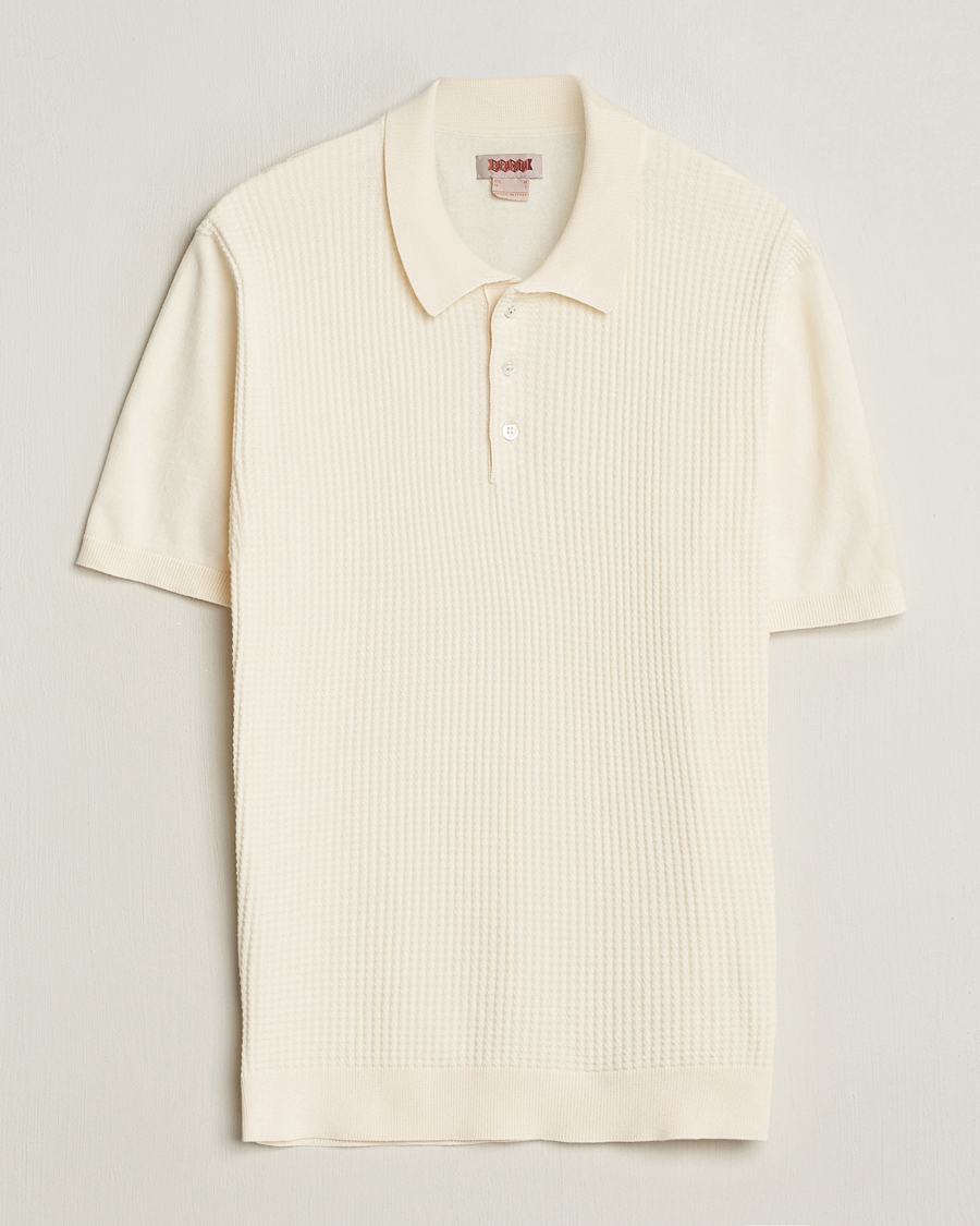 Herr | Pikéer | Baracuta | Waffle Knitted Polo Ivory