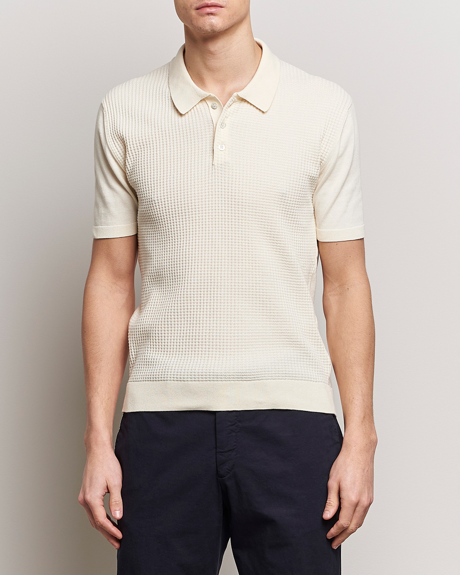 Herr | Preppy Authentic | Baracuta | Waffle Knitted Polo Ivory