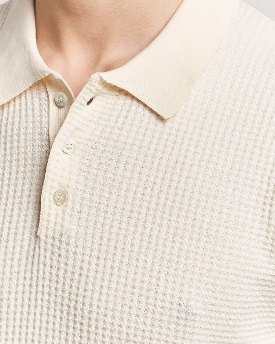 Herr | Pikéer | Baracuta | Waffle Knitted Polo Ivory