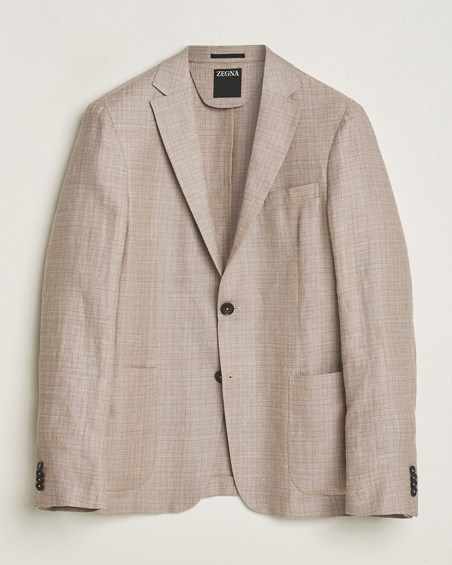 Herr | Kavajer | Zegna | Unconstructed Linen Blend Blazer Brown