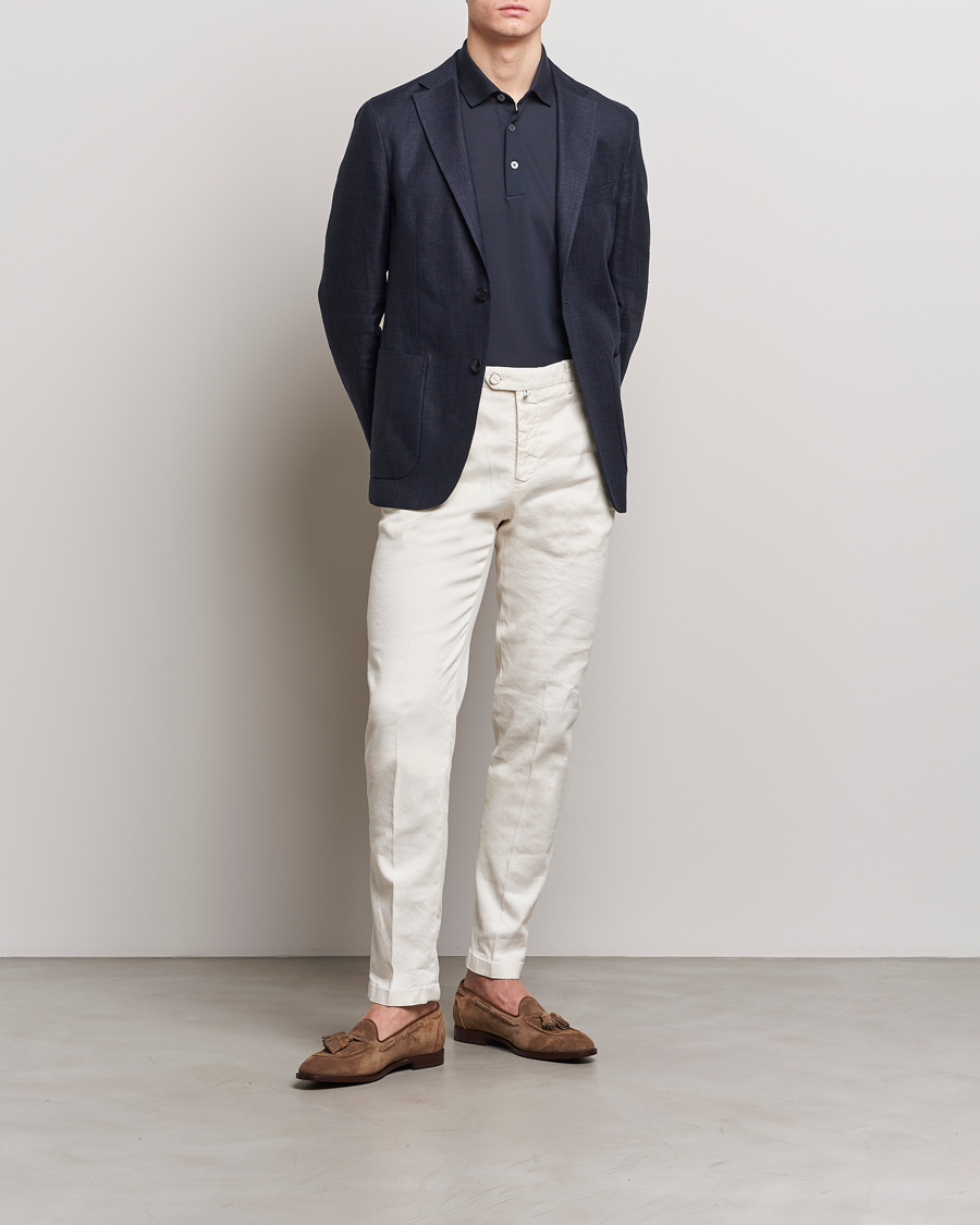 Herr | Kavajer | Zegna | Unconstructed Linen Blend Blazer Navy
