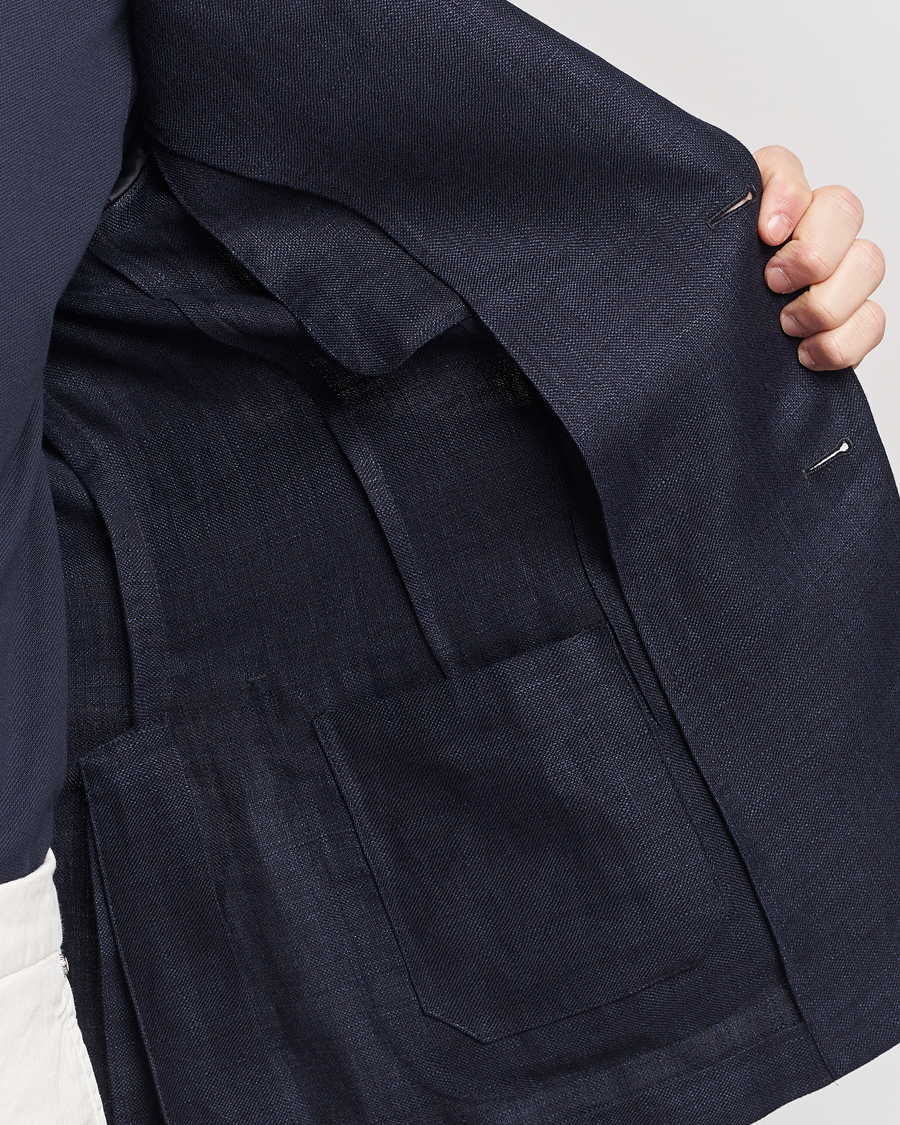 Herr | Kavajer | Zegna | Unconstructed Linen Blend Blazer Navy