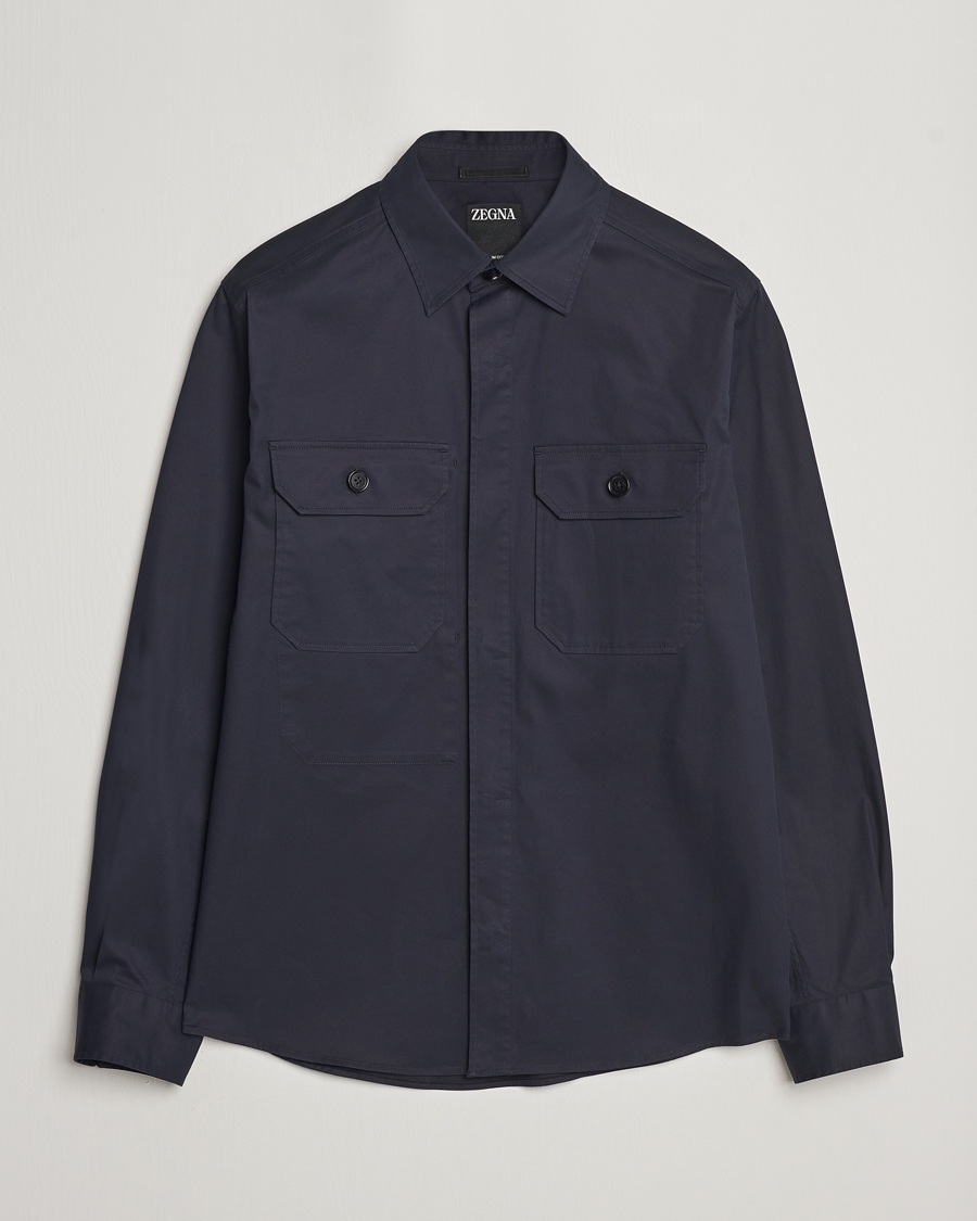 Herr | Skjortor | Zegna | Premium Cotton Overshirt Navy