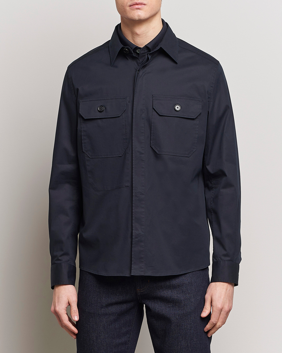 Herr | Skjortjackor | Zegna | Premium Cotton Overshirt Navy