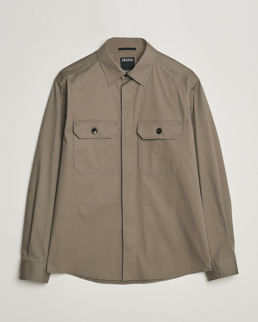 Herr | Skjortor | Zegna | Premium Cotton Overshirt Olive